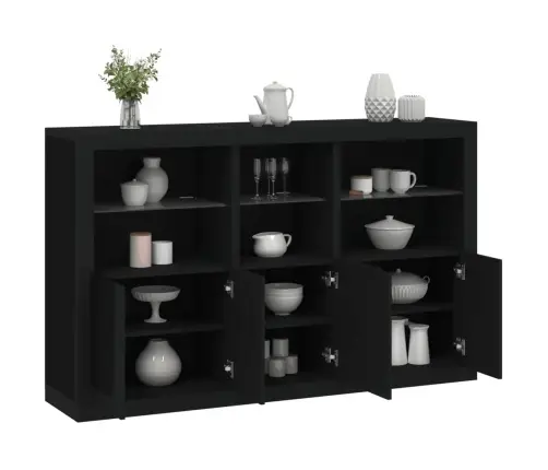 Kumode Ar Led Lampiņām, Melna, 162X37X100 Cm Vidaxl