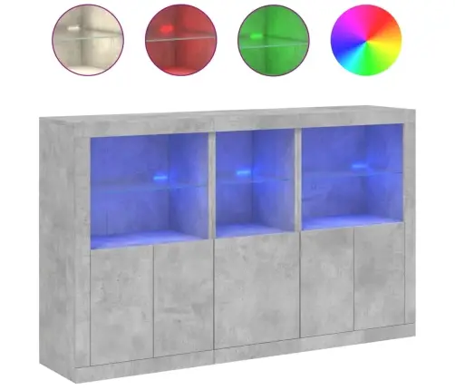 Kumode Ar Led Lampiņām, Betona Pelēka, 162X37X100 Cm Vidaxl