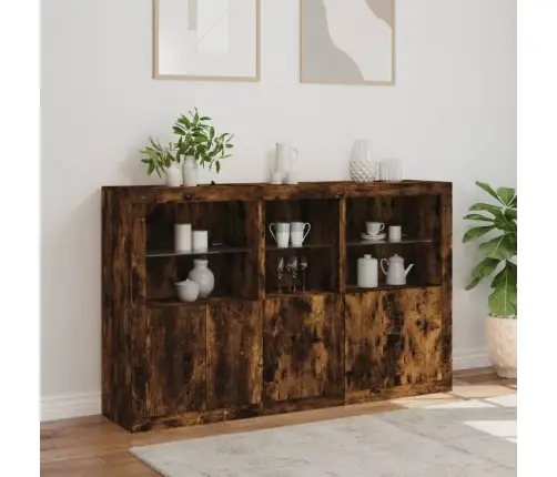 Šoninė Spintelė Su Led Lemputėmis, Dūminio Ąžuolo, 162X37X100Cm