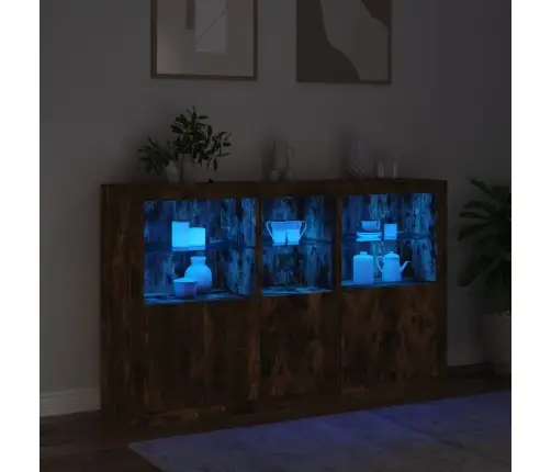 Šoninė Spintelė Su Led Lemputėmis, Dūminio Ąžuolo, 162X37X100Cm