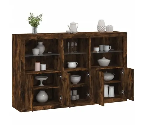 Šoninė Spintelė Su Led Lemputėmis, Dūminio Ąžuolo, 162X37X100Cm