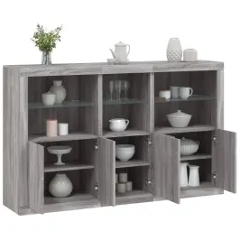 Puhvetkapp Led-Tuledega, Hall Sonoma Tamm, 162 X 37 X 100 Cm