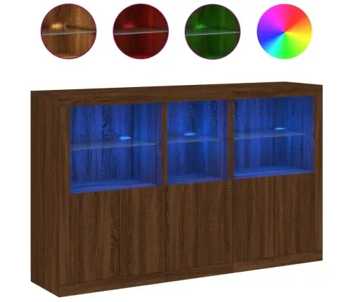 Kumode Ar Led Lampiņām, Brūna Koka Krāsa, 162X37X100 Cm Vidaxl