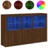 Kumode Ar Led Lampiņām, Brūna Koka Krāsa, 162X37X100 Cm Vidaxl