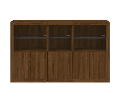 Kumode Ar Led Lampiņām, Brūna Koka Krāsa, 162X37X100 Cm Vidaxl
