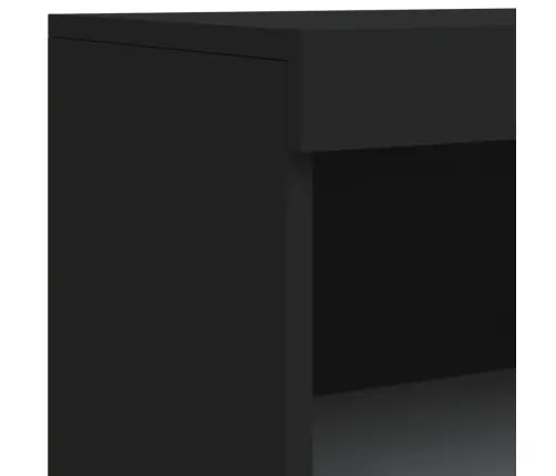 Kumode Ar Led Lampiņām, Melna, 181,5X37X100 Cm Vidaxl