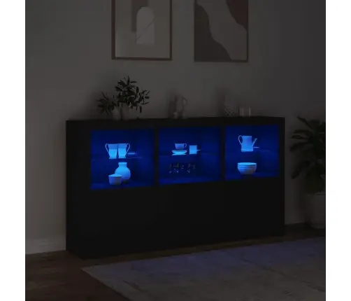 Kumode Ar Led Lampiņām, Melna, 181,5X37X100 Cm Vidaxl