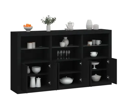 Kumode Ar Led Lampiņām, Melna, 181,5X37X100 Cm Vidaxl