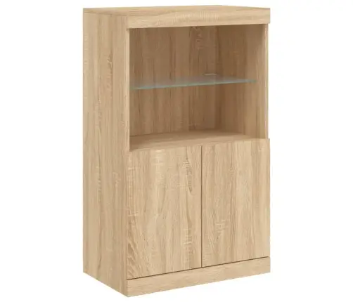 Kumode Ar Led Lampiņām, Ozolkoka Krāsa, 181,5X37X100 Cm Vidaxl