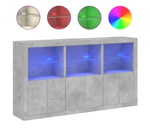 Šoninė Spintelė Su Led Lemputėmis, Betono Pilka, 181,5X37X100Cm