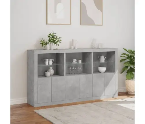 Šoninė Spintelė Su Led Lemputėmis, Betono Pilka, 181,5X37X100Cm