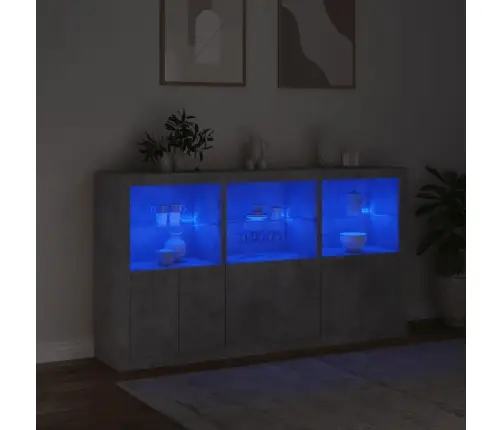 Šoninė Spintelė Su Led Lemputėmis, Betono Pilka, 181,5X37X100Cm