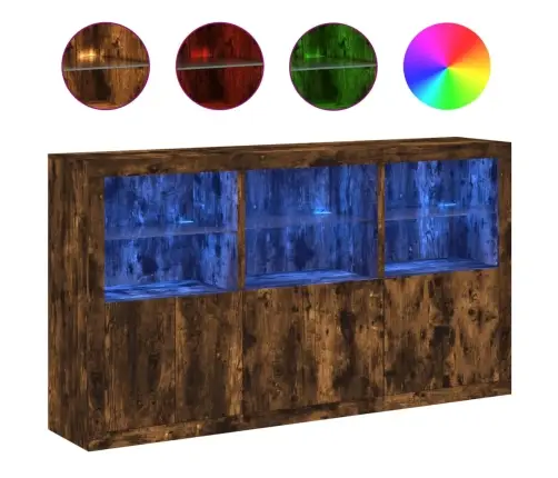 Puhvetkapp Led-Tuledega, Suitsutatud Tamm, 181,5 X 37 X 100 Cm