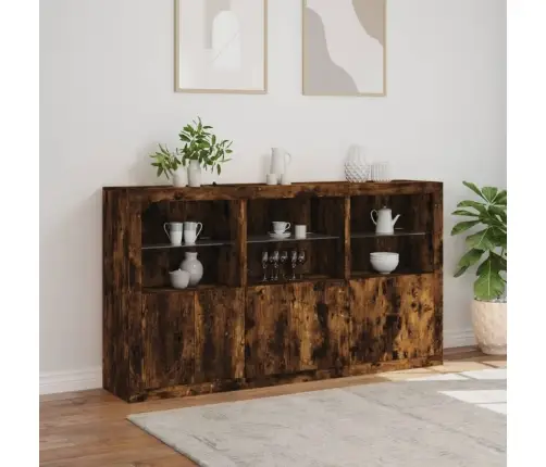 Puhvetkapp Led-Tuledega, Suitsutatud Tamm, 181,5 X 37 X 100 Cm