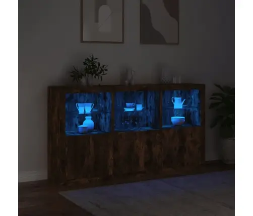 Puhvetkapp Led-Tuledega, Suitsutatud Tamm, 181,5 X 37 X 100 Cm