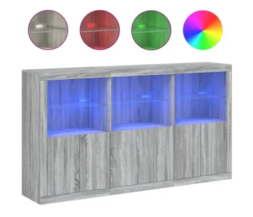 Kumode Ar Led Lampiņām, Pelēka Ozolkoka Krāsa, 181,5X37X100 Cm Vidaxl Kumode Ar Led Lampiņām, Pelēka Ozolkoka Krāsa, 181,5X37X100 Cm Vidaxl