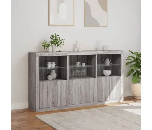 Kumode Ar Led Lampiņām, Pelēka Ozolkoka Krāsa, 181,5X37X100 Cm Vidaxl Kumode Ar Led Lampiņām, Pelēka Ozolkoka Krāsa, 181,5X37X100 Cm Vidaxl