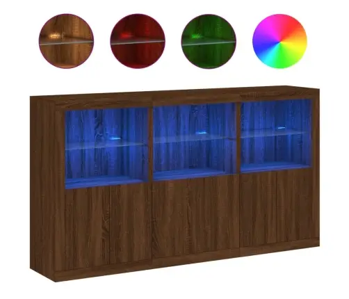 Puhvetkapp Led-Tuledega, Pruun Tamm, 181,5 X 37 X 100 Cm