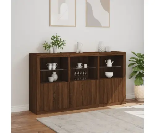 Puhvetkapp Led-Tuledega, Pruun Tamm, 181,5 X 37 X 100 Cm