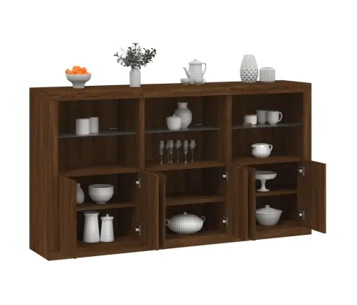 Puhvetkapp Led-Tuledega, Pruun Tamm, 181,5 X 37 X 100 Cm