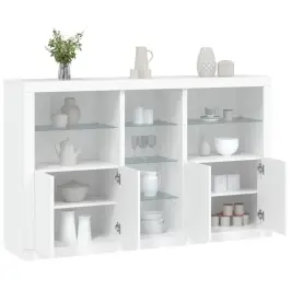 Kumode Ar Led Lampiņām, 162X37X100 Cm, Balta Vidaxl