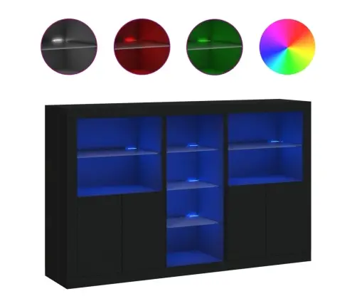Kumode Ar Led Lampiņām, Melna, 162X37X100 Cm Vidaxl