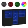 Kumode Ar Led Lampiņām, Melna, 162X37X100 Cm Vidaxl