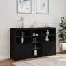 Kumode Ar Led Lampiņām, Melna, 162X37X100 Cm Vidaxl