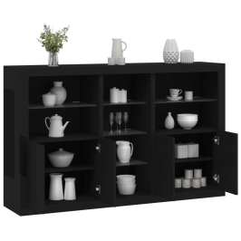 Kumode Ar Led Lampiņām, Melna, 162X37X100 Cm Vidaxl