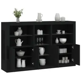Kumode Ar Led Lampiņām, Melna, 162X37X100 Cm Vidaxl