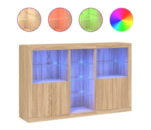 Kumode Ar Led Lampiņām, Ozolkoka Krāsa, 162X37X100 Cm Vidaxl