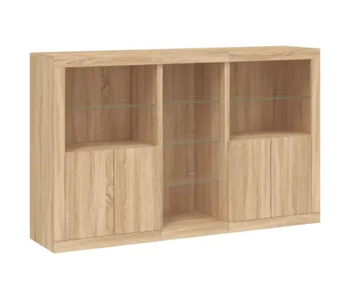 Kumode Ar Led Lampiņām, Ozolkoka Krāsa, 162X37X100 Cm Vidaxl