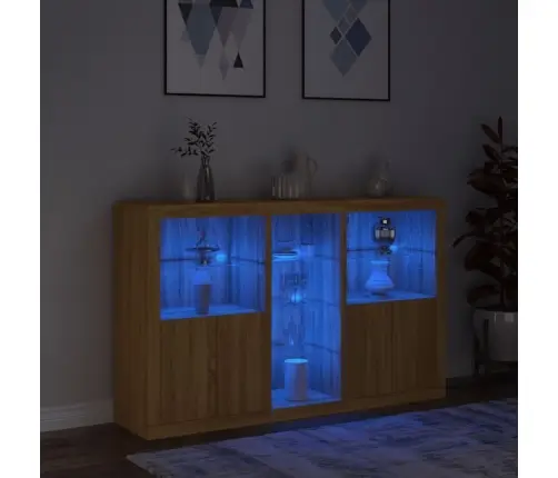 Kumode Ar Led Lampiņām, Ozolkoka Krāsa, 162X37X100 Cm Vidaxl
