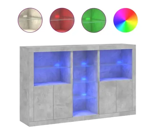 Kumode Ar Led Lampiņām, Betona Pelēka, 162X37X100 Cm Vidaxl