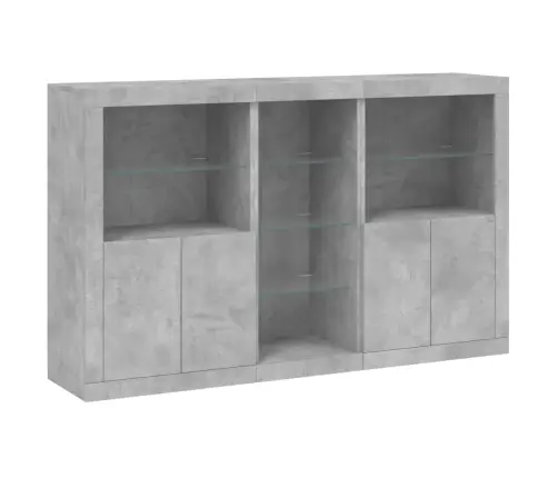 Kumode Ar Led Lampiņām, Betona Pelēka, 162X37X100 Cm Vidaxl