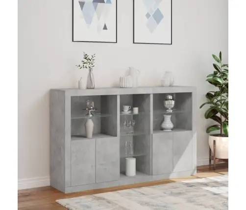 Kumode Ar Led Lampiņām, Betona Pelēka, 162X37X100 Cm Vidaxl