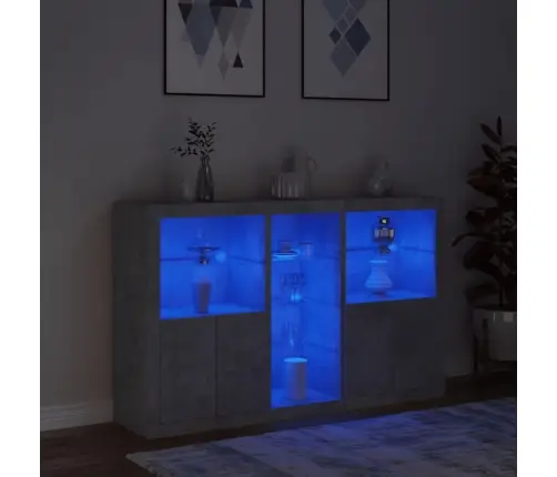 Kumode Ar Led Lampiņām, Betona Pelēka, 162X37X100 Cm Vidaxl