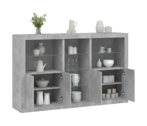 Kumode Ar Led Lampiņām, Betona Pelēka, 162X37X100 Cm Vidaxl