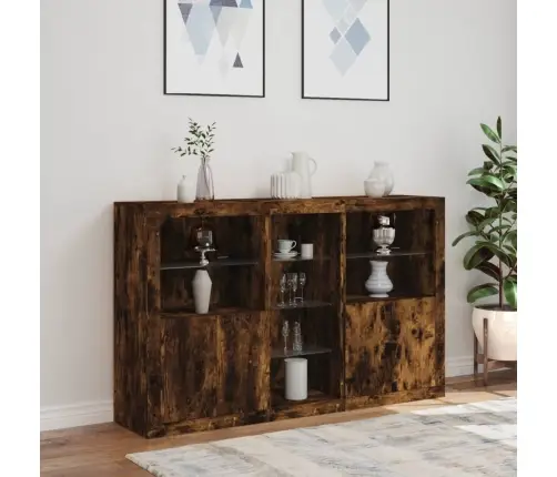 Kumode Ar Led Lampiņām, Ozolkoka Krāsa, 162X37X100 Cm Vidaxl