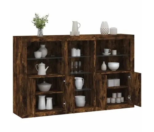 Kumode Ar Led Lampiņām, Ozolkoka Krāsa, 162X37X100 Cm Vidaxl