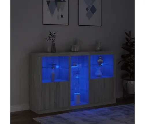 Kumode Ar Led Lampiņām, Pelēka Ozolkoka Krāsa, 162X37X100 Cm Vidaxl