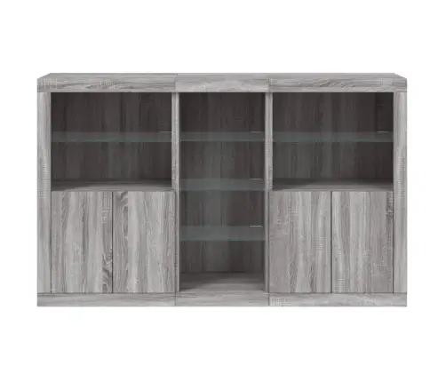 Kumode Ar Led Lampiņām, Pelēka Ozolkoka Krāsa, 162X37X100 Cm Vidaxl