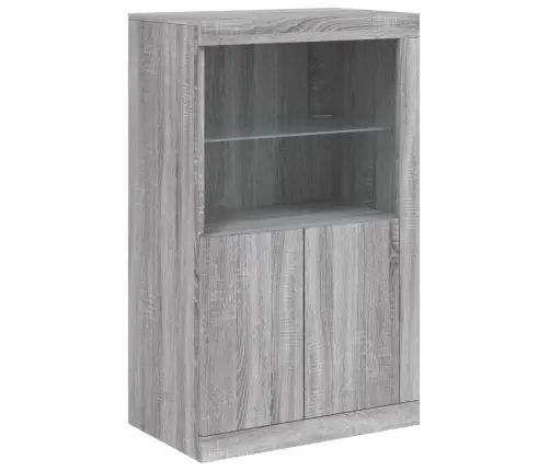 Kumode Ar Led Lampiņām, Pelēka Ozolkoka Krāsa, 162X37X100 Cm Vidaxl