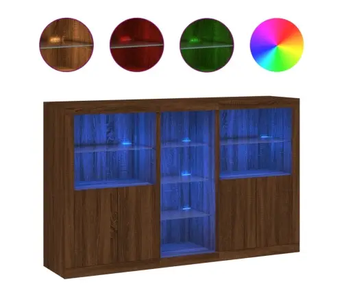 Kumode Ar Led Lampiņām, Brūna Koka Krāsa, 162X37X100 Cm Vidaxl