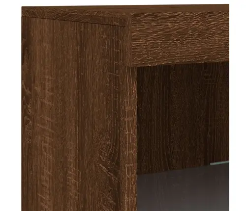 Kumode Ar Led Lampiņām, Brūna Koka Krāsa, 162X37X100 Cm Vidaxl