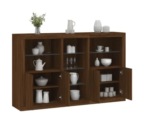 Kumode Ar Led Lampiņām, Brūna Koka Krāsa, 162X37X100 Cm Vidaxl