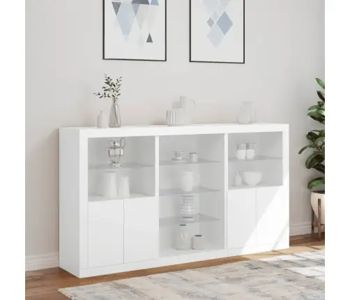 Kumode Ar Led Lampiņām, Balta, 181,5X37X100 Cm Vidaxl