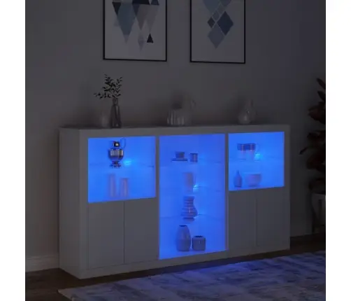 Kumode Ar Led Lampiņām, Balta, 181,5X37X100 Cm Vidaxl