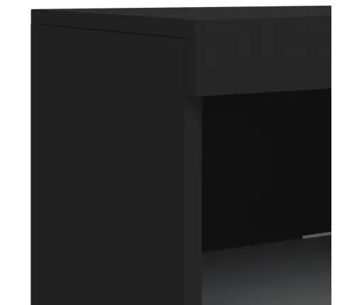 Kumode Ar Led Lampiņām, Melna, 181,5X37X100 Cm Vidaxl