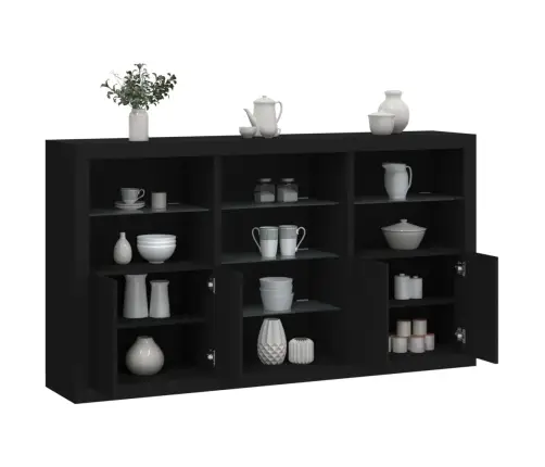 Kumode Ar Led Lampiņām, Melna, 181,5X37X100 Cm Vidaxl